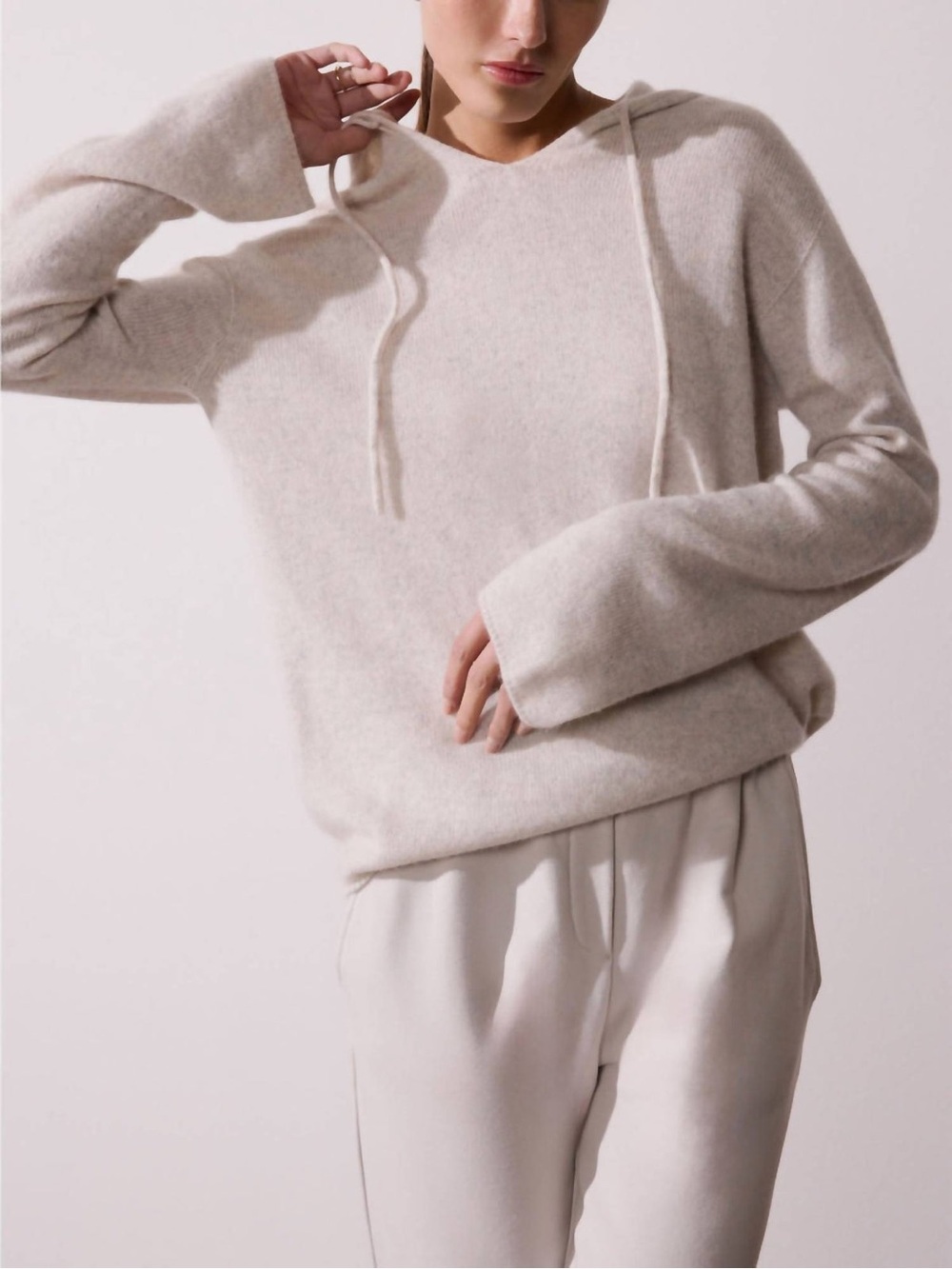 Brochu Walker - Cashmere Seamless Hoodie Knit Sweater Ivory Cream Small - Picture 2 of 11
